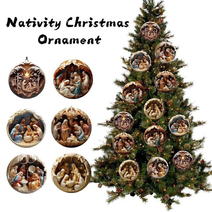 2d%20Painted%20Nativity%20Pendant%20Tree%20Ornaments%20Creative%20Decoration%20Home%20Decor%20-%20Image%202