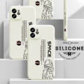 Hontinga for Redmi 9T / Redmi 9 Power Case Side Design Cool Astronaut Back View Letters Back Cover Soft Square Edge Pattern Liquid Silicone Trend Phone Cases. 