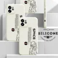 Hontinga for iPhone 7 Plus / 8 Plus Case Side Design Cool Astronaut Back View Letters Back Cover Soft Square Edge Pattern Liquid Silicone Trend Phone Cases. 