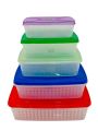 Plastic Food Container 5 Pcs Set / Lunch Box / Tiffin Box / Dubba Set Good Quality Transparent Type Storage Boxes. 