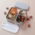 2set Microwavable 2 Layer Lunch Box with Compartments Leakproof Bento Box Food Container Lunch Box Gray & Green. 