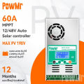 PowMr MPPT Solar Charger Controller 60A 12V 24V 36V 48V Auto for Max 190VDC PV Input Solar Charge and Discharge Controller. 