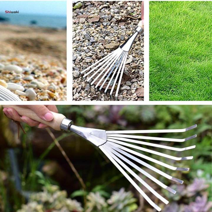 Garden%20Rake%20Wood%20Handle%209%20Tooth%20Garden%20Hand%20Rake%20Garden%20Small%20Leaf%20Rake%20Metal%20Yard%20Rake%20for%20Flower%20-%20Image%206