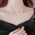 Female Popular Cross Pendants Necklaces / Elegant Clavicle Necklace / Simple Silver Color Chain Choker / INS Fashion Jewelry Accessories. 