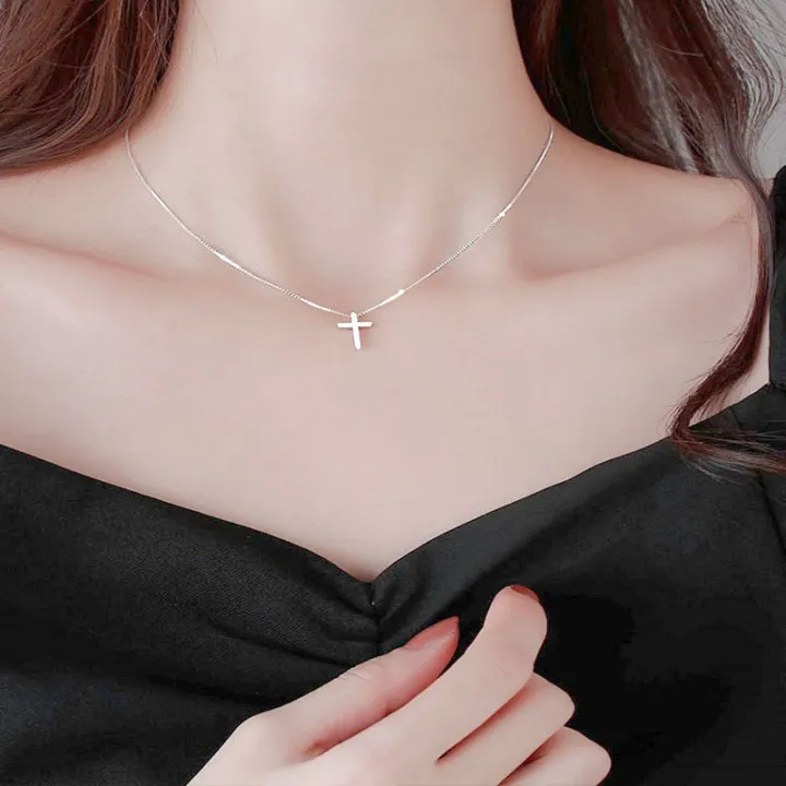 Female%20Popular%20Cross%20Pendants%20Necklaces%20/%20Elegant%20Clavicle%20Necklace%20/%20Simple%20Silver%20Color%20Chain%20Choker%20/%20INS%20Fashion%20Jewelry%20Accessories%20-%20Image%204