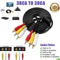 [ 1.5M / 3M / 5M / 10M ] 3RCA to 3RCA Audio Video Cable AV Cord Male to Male Plug Connect TV DVD CD Player Rca Cable. 