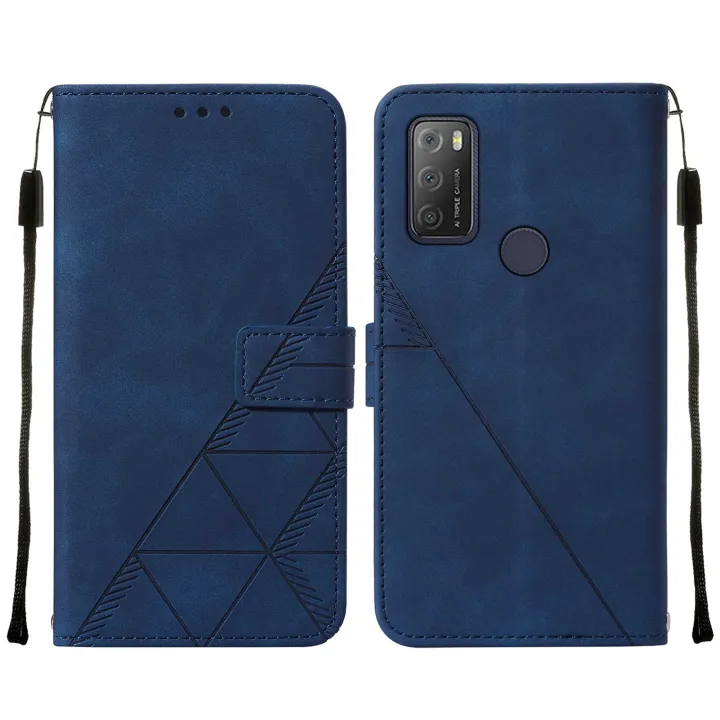 Business Phone Case For Alcatel 1s 2021 / 3L 2021 Case Skin Feeling PU Leather Flip Case With Card Slot Bracket Shockproof Design