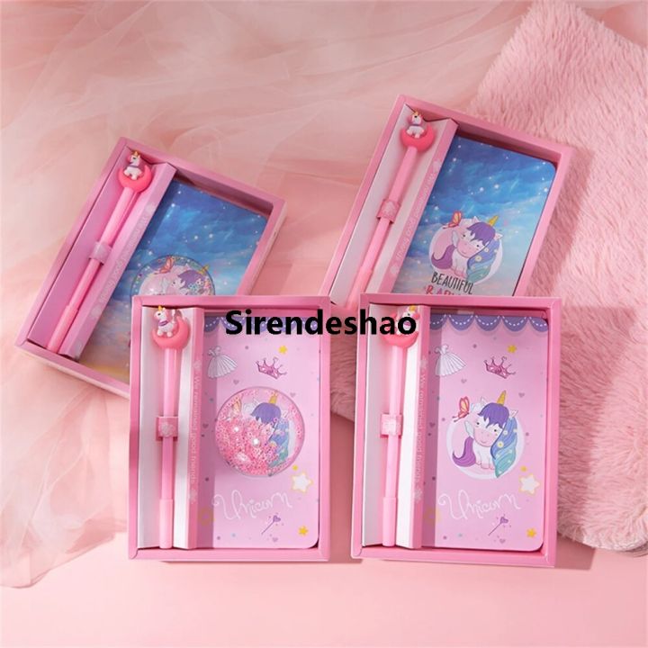 Sirendeshao dairy books for girls Kawaii Unicorn Notebook Set For Girls Cute Notebook Diary Book Stationery Set For Kids Writing School Office Stationery Supplies Fashion
