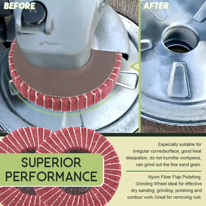 (VDZI)%206PCS%204%20Inch%20240%20Grit%20Red%20Nylon%20Fiber%20Flap%20Discs%20with%20Sandpaper,perfect%20for%20Paint%20Remove%20&%20Stainless%20Steel%20Tube%20Polishing%20-%20Image%203