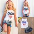 Toddler Baby Kids Girl Tank Top T-shirt+Denim Shorts Pants Outfit Clothes Set. 