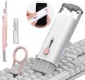 7 In 1 Keyboard Cleaning Kit, Multifunctional Cleaner Tools for Keyboard, Earphones, and Screens with Flannel Sponge, Spray Bottle, and High-Density Brush. 