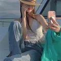 Tassel Tank Top Women's Embroidered Cotton Cropped Tank Hollow Out Knitted Bra for Beachwear Yoga Apparel Ladies Fashion Boho Style Casual Wear Summer. 