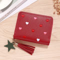 Ladies Small Wallet Mini Tassel Wallet Short Zipper Cute Pu Leather Coin Purse. 
