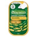 Johnwest Skinless & Boneless Mackeral Fillets In Sunflower Oil 115g. 