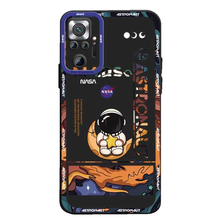 Jizetin for Redmi Note 10 Pro / Note 10 Pro Max Back Cover Splendid Moon Astronaut Lens Full Protection Frame Phone Case Soft TPU Shockproof Mobile Phone Cases