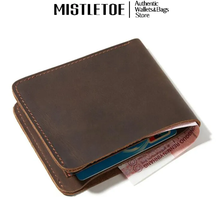 【ZIME】 Casual  Handmade Men Wallet Original  Cow Leather Purse Small Horizontal Bifold Wallet for Men