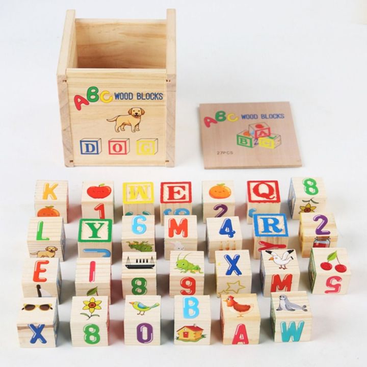 For Children Cognition Learning Wooden Building Blocks Alphabet ...