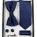 5 Pieces Set Gift Box Business Formal Necktie Handkerchief Cufflink Mens Tie. 