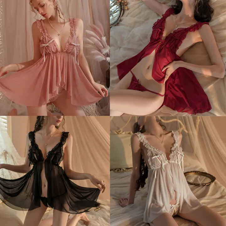 Babydolls%20Pajama%20deep%20V-revealing%20bow%20opening%2018%20fancyrelaxed%20women%20underwear%20Held%20open%20crotch%20xxx%20lingerie%20costume%20-%20Image%202