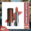 Maybelline New York Matte Lipstick, Intense Colour, Keeps Lips Moisturised, 657 Nude Nuance, Color Sensational Creamy Matte Lipstick, 3.9g (FROM INDIA SAB). 