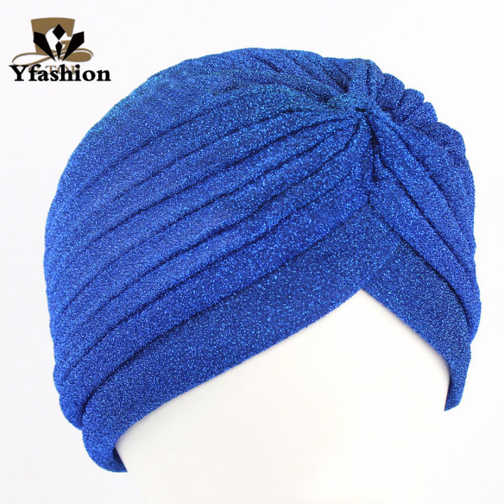 Yfashion Chemo Turban Headwear For Women Pre-Tied Knot Pleated Beanie Cap Headwrap Sleeping Hat For Cancer Hair Cover