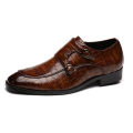 Men's Business Dress office shoes crocodile grain leather shoes mens buckle casual wedding party shoes men flats plus size. 