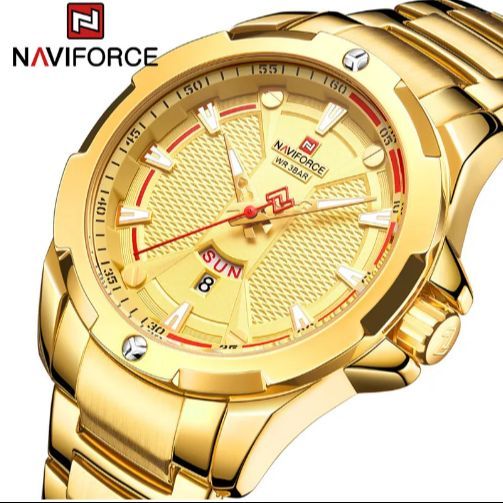 NAVIFORCE Men Wristwatch NF 9161 Top Brand Luxury Calendar Man Watch  gold chain  Quartz Original Male Clock 9209
