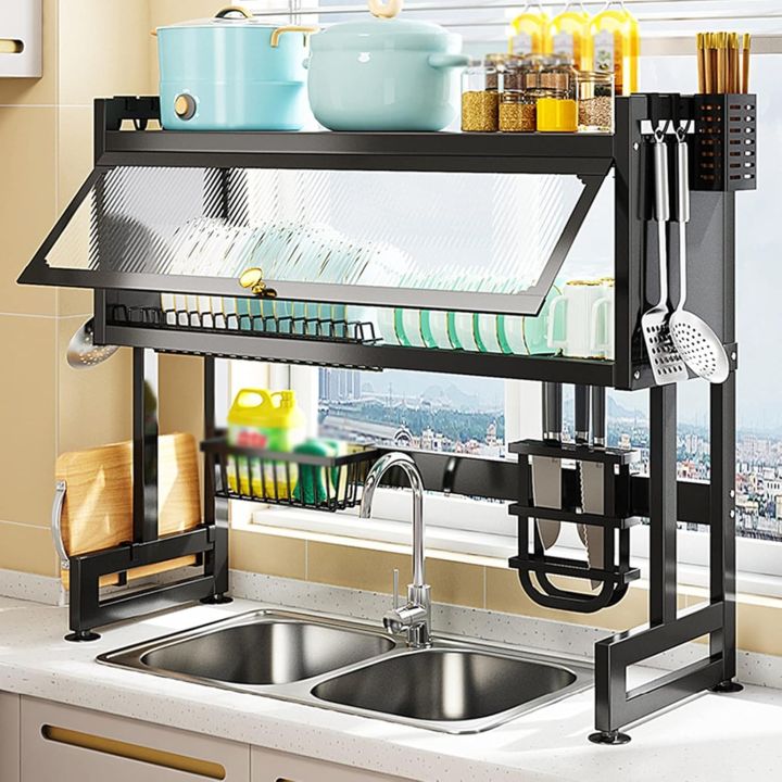 Over Sink Dish Drying Rack (25.5"-37.4"), Large Dish Drainer for ...