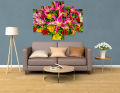 3D Wall Art High Quality Wood Panel Home Decor Large Size - 5 Panel Wall Art Wood Framed ( Flowers ). 