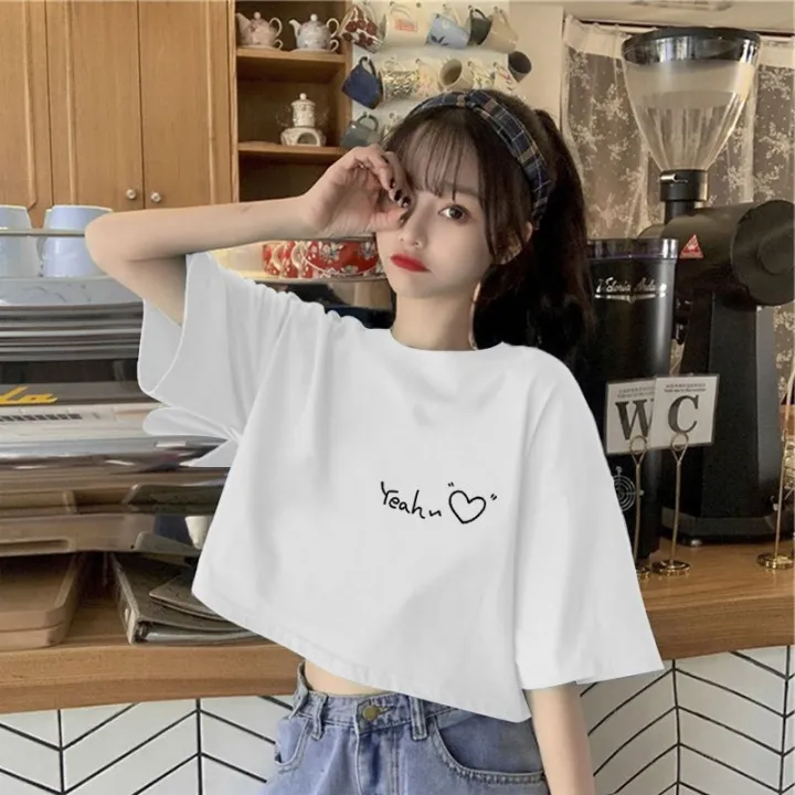 Summer%20Korean%20Style%20Short%20SleeveTWomen's%20T-shirt%20New%20Design%20Sense%20Niche%20Cropped%20Sweet%20Hot%20Girl%20All-Matching%20Printed%20TopinsTide%20-%20Image%202