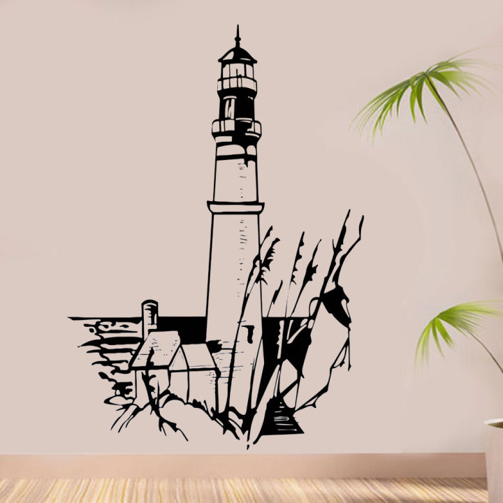 Nautical%20Home%20Decor%20Landscape%20Lighthouse%20Light%20Sea%20Water%20Vinyl%20Wall%20Sticker%20Art%20Decals%20Mural%20Room%20Design%20Pattern%20Wallaper%203140%20-%20Image%202
