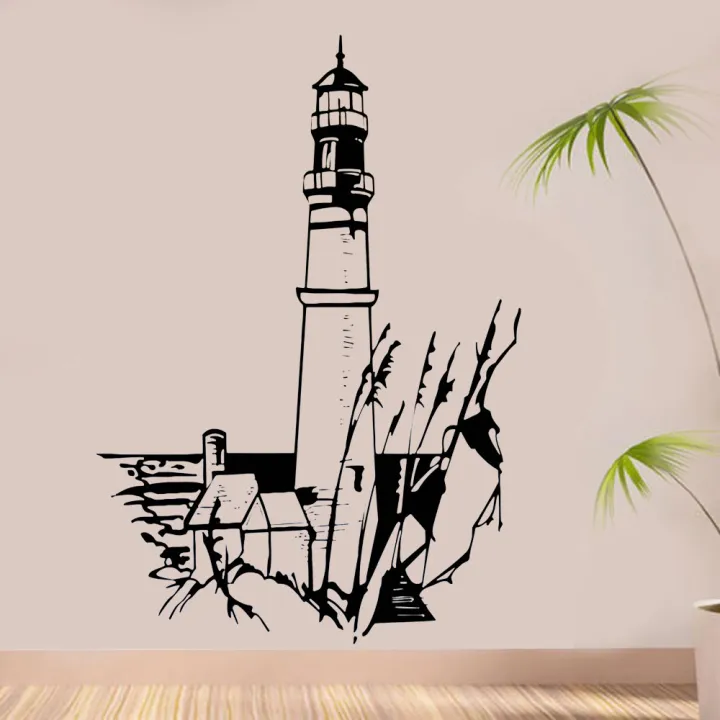 Nautical%20Home%20Decor%20Landscape%20Lighthouse%20Light%20Sea%20Water%20Vinyl%20Wall%20Sticker%20Art%20Decals%20Mural%20Room%20Design%20Pattern%20Wallaper%203140%20-%20Image%202