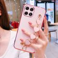 LECOMES for Honor X6 (4G) Back Cover with Love Heart Bracelet Chain Luxury 6D Plating Shiny Soft Silicone Mobile Phone Case Pouch Girls. 