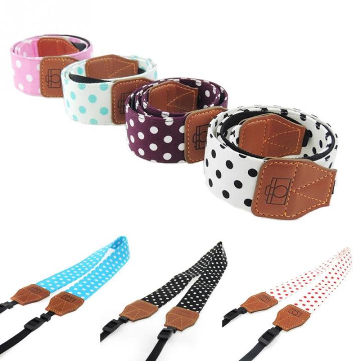 Retro Polka Dots Blue Shoulder Belt Camera Strap Neck Photo Strap For Pentax Leica Fuji Olympus Dslr