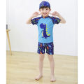 bellylady 3Pcs/set Boy Kid Split suit ops + Shorts + Hat Short Sleeve Cartoon Surfing wear for 3-13Y. 