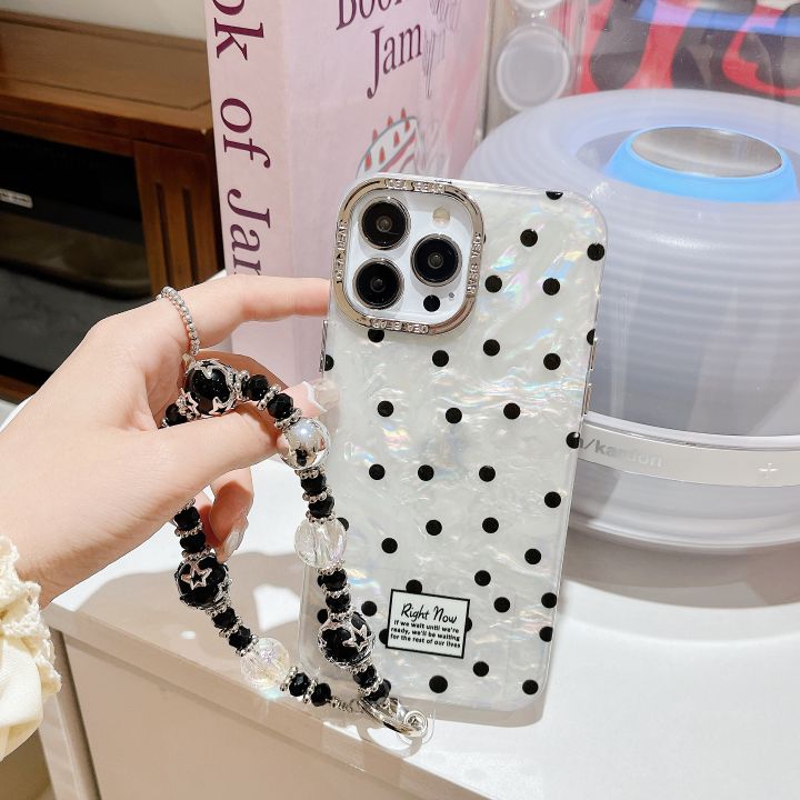 Sroof%20%20Case%20%20For%20iPhone%20X%20XR%20XS%20Max%2011%2012%2013%2014%2015%20Pro%20Max%2014%2015%20Plus%20Shell%20ripple%20dot%20black%20diamond%20bracket%20new%20high-end%20model%20with%20bracelet%20Anti%20Drop%20phone%20case%20back%20cover%20-%20Image%206