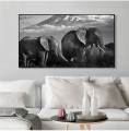 Wall prints and peninsula wildlife elephant black African canvas painting Scandinavian Cuadros living room art painting. 