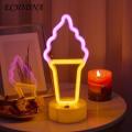 ECHIDNA Night Light Creative Ice Cream/Ice Lolly Sign LED Neon Light. 