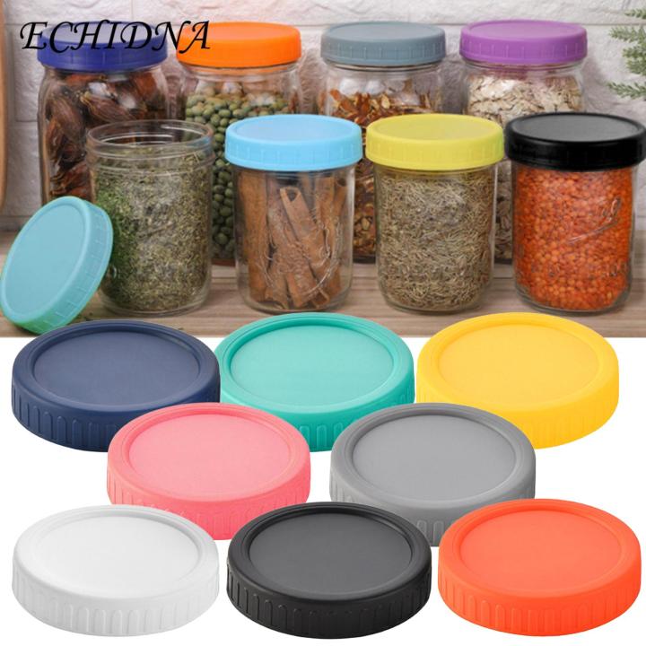 Food Grade Jar Lid Colorful Leak-proof Wide Mouth Jar Lid Airtight Food Grade Silicone Seal Bpa Free Universal Round Cup Cover 10pcs