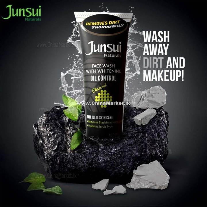 JUNSUI CHARCOAL Natural Activated Carbon 100g Face Wash with Oil Control for Removes Black Heads 100gm