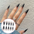 24Pcs Sharp End Stilettos Nail Black Extra Long False Nails Stiletto Tips UV Gel Manicure Easy Apply Artificial Nails Salon. 