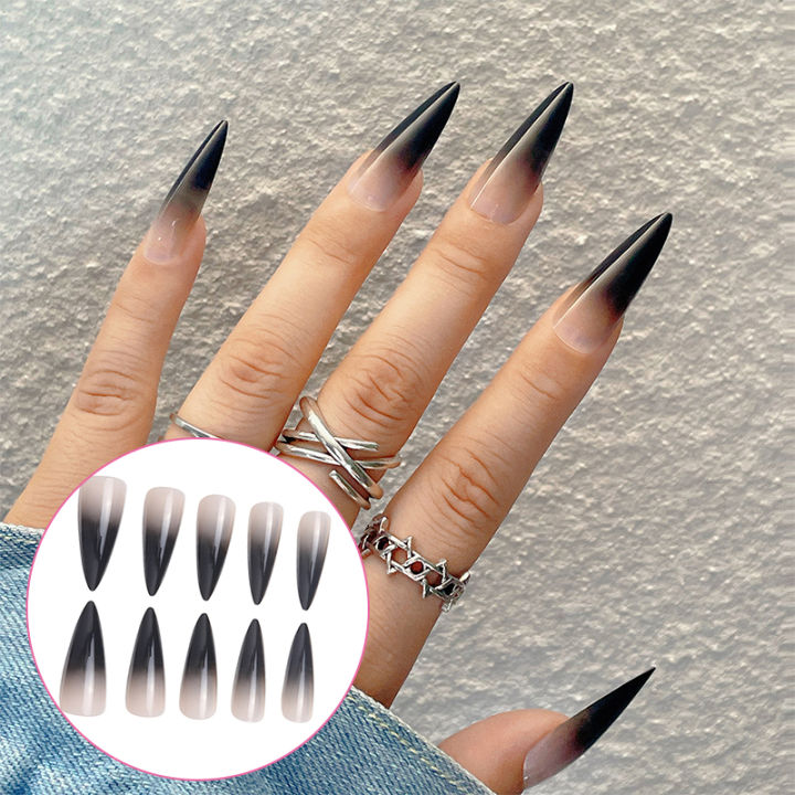 24Pcs%20Sharp%20End%20Stilettos%20Nail%20Black%20Extra%20Long%20False%20Nails%20Stiletto%20Tips%20UV%20Gel%20Manicure%20Easy%20Apply%20Artificial%20Nails%20Salon%20-%20Image%203