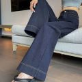 Denim Dark Blue Wide Leg Jeans Women's Summer Thin Drooping Straight Pants Fashion Retro High Waist Slimming Pants. 