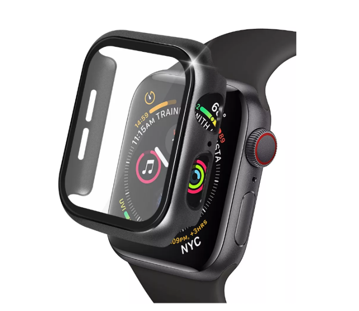 Tempered Glass and Case for Apple Watch, Series 4, 5, 6, SE, 7,