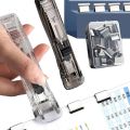 TRACKWR Transparent Reusable Office Accessories Push Clamp Stapler Metal Clip School Supplies Fixing Organizing Stapler Paper Clipper with Refill Paper Binding Clamp Paper Fixing Clip. 