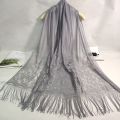 Summer Long Silk Scarf Anti-UV Breathable Sheer Wrap Jacquard Pure Color Pashmina Women. 