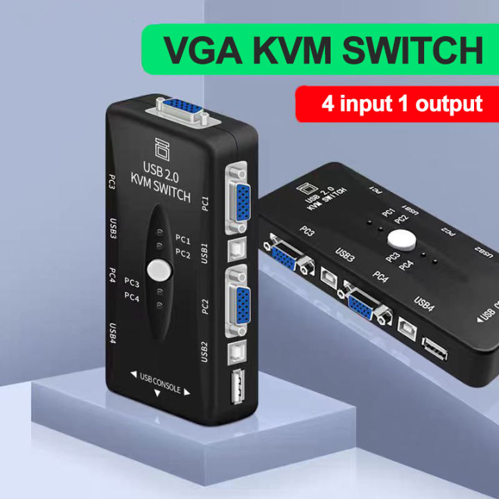 2/4 Port Vga Kvm Switch 1080p Usb2.0 Vga Splitter Mouse Keyboard ...