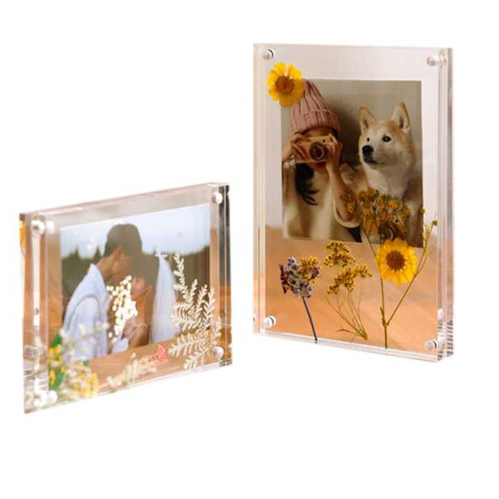 Transparent Acrylic Display Board Magnetic Double Sided Photo Frame Clear Crystal Poster Desk Show Stand Desktop Decor for Home