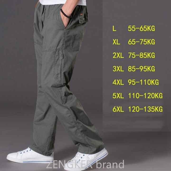 spring%20summer%20casual%20pants%20male%20big%20size%206XL%20Multi%20Pocket%20Jeans%20oversize%20Pants%20overalls%20elastic%20waist%20pants%20plus%20size%20men%20-%20Image%204