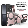 Lenuo For Xiaomi Redmi Note 13 Pro 4G Back Cover Shockproof Armor Case Car Magnetic Ring Stand Holder Push Pull Camera Lens Protection Hard Phone Case. 